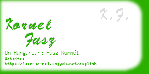 kornel fusz business card